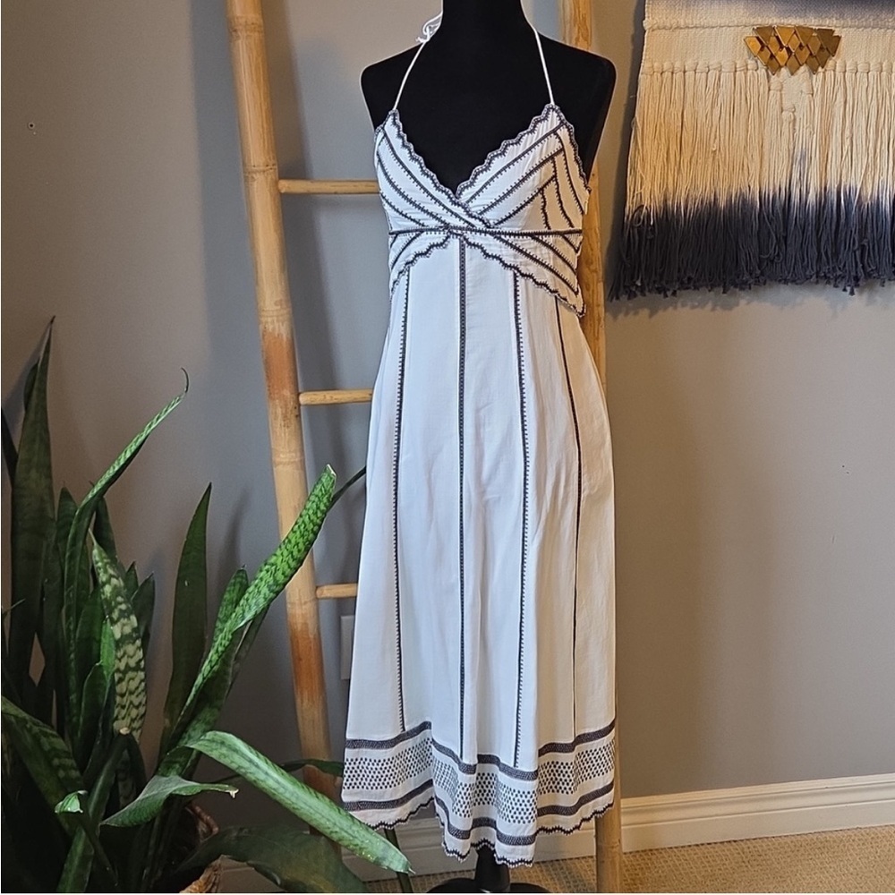CATHERINE MALANDRINO-  Embroidered
Halterneck Sundress size 6